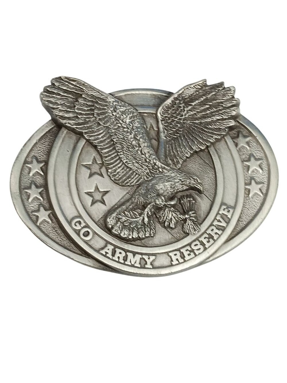 Vintage 1984 Bergamot Army Reserve Pewter 3D Eagle Belt Buckle 1984 Made in USA